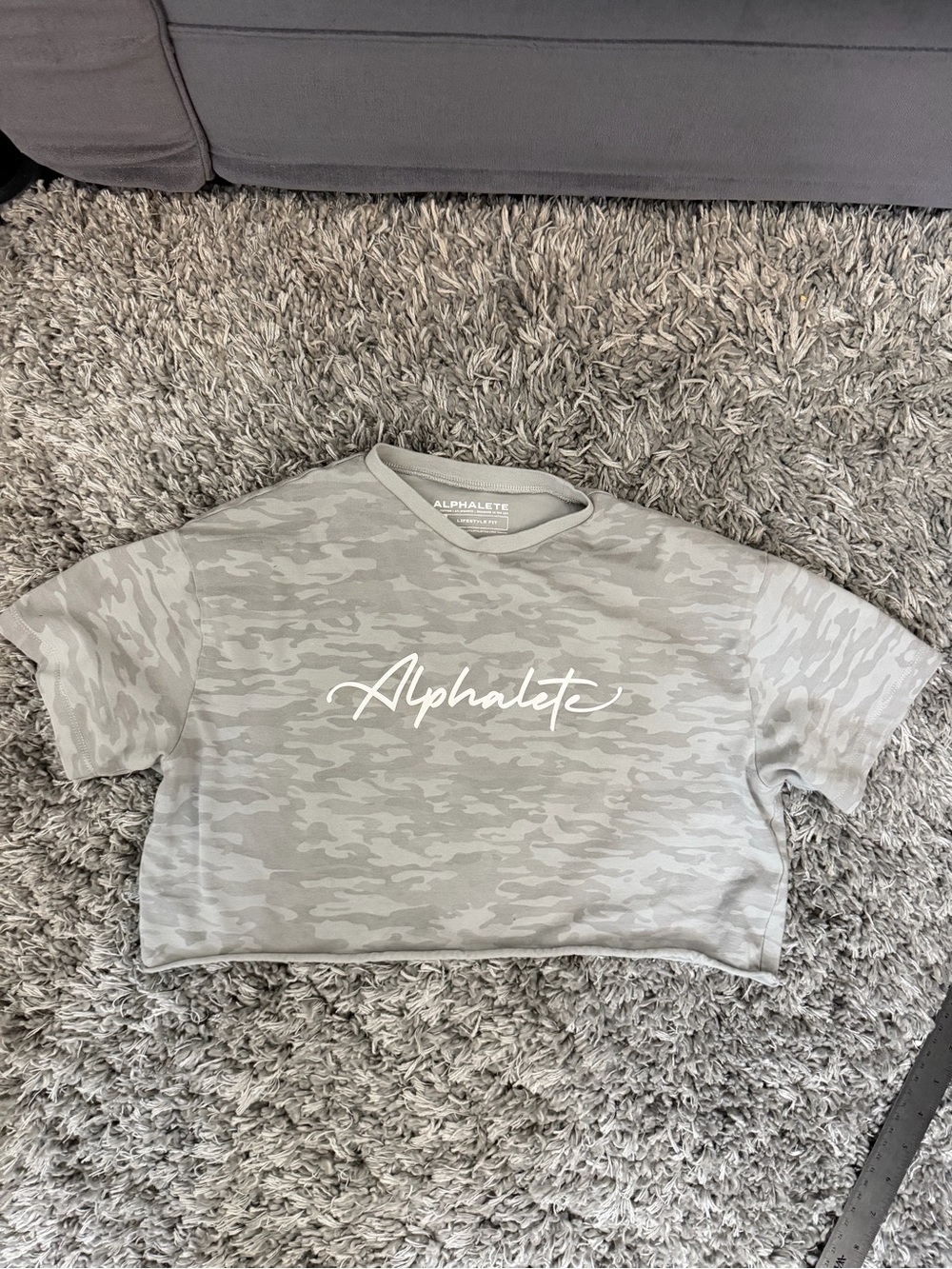 Alphalete Light Gray Camo Crop Top